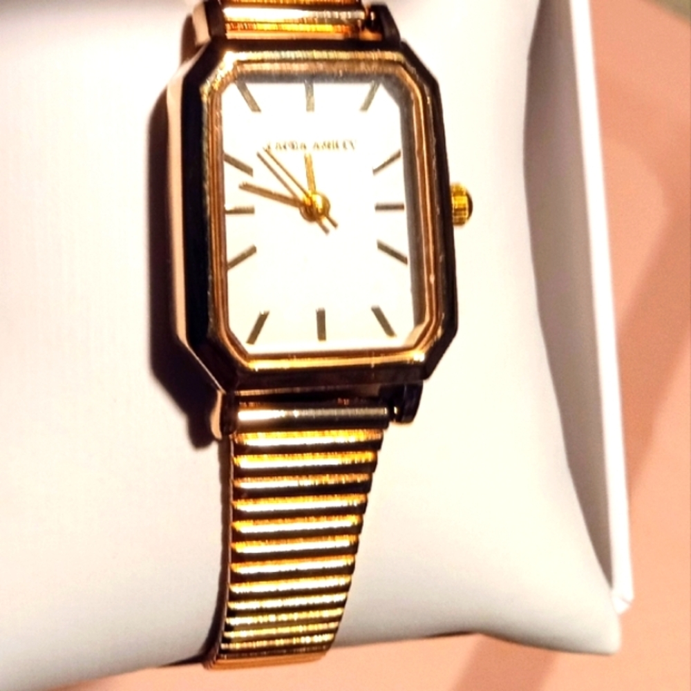 Laura Ashley Gold Rectangular Face Watch NWT - image 2
